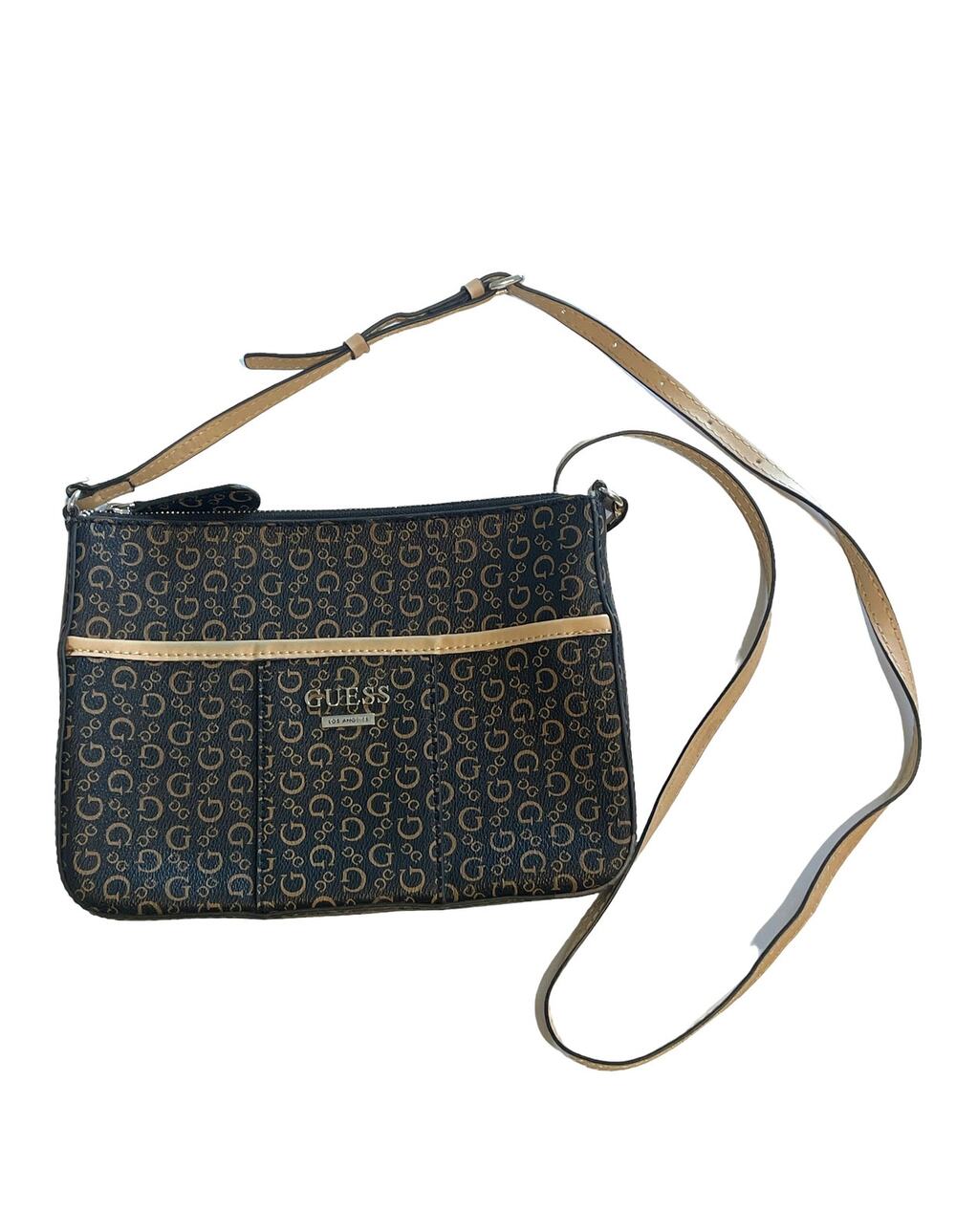 Guess McGill Mini Crossbody Bag Womens Dark Brown PVC Preppy Y2K Handbag Purse
